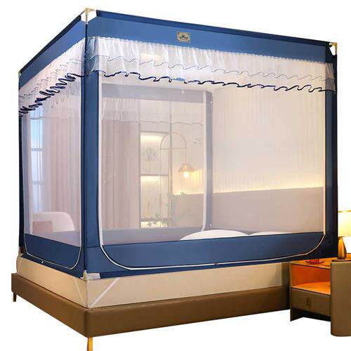 新款蒙古包卧室家用三门全包底儿童防摔蚊帐加密加厚加粗支架杆