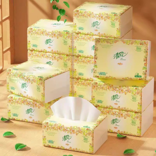 清风抽纸3层100抽餐巾纸家用实惠装 面巾纸卫生纸擦拭不易掉屑纸巾