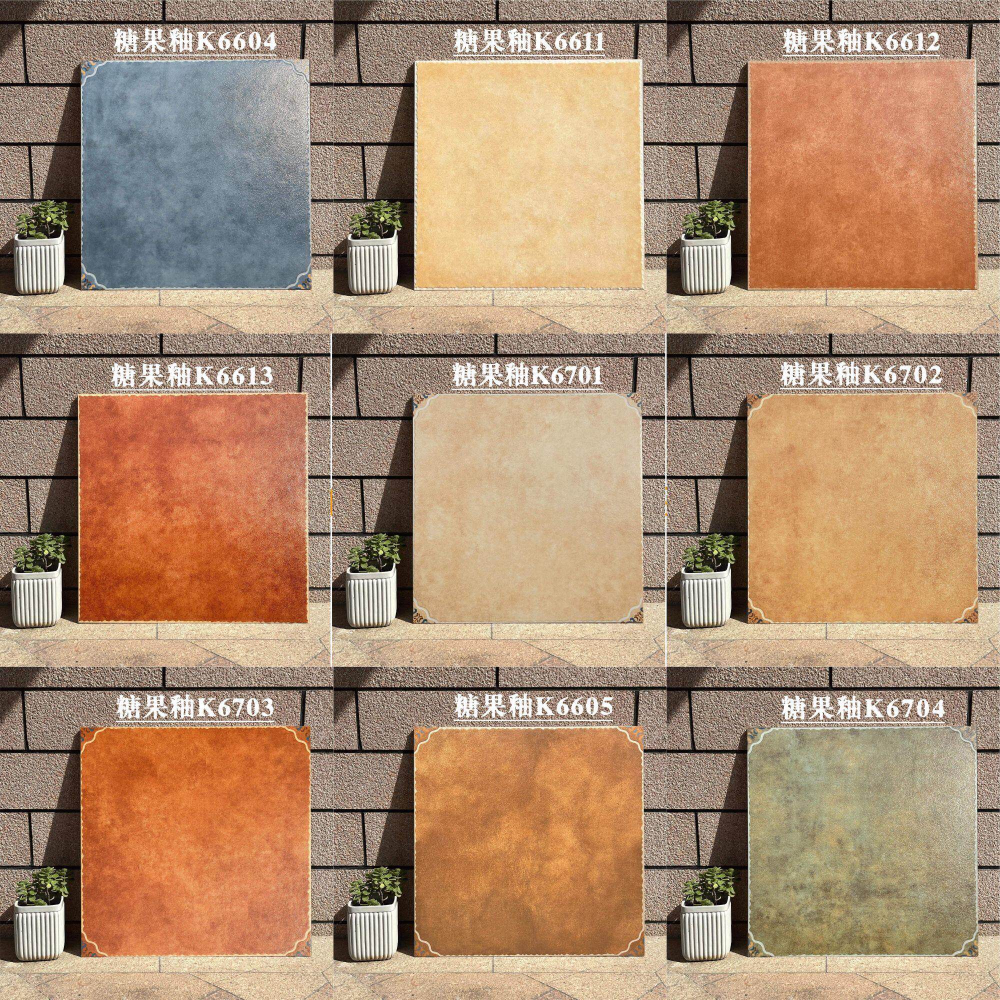 田园古砖600&times;600糖果釉彩色模具别墅庭院法式复古风民宿地砖