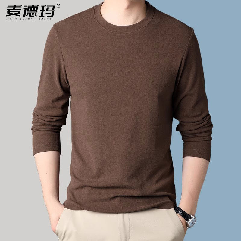 双面绒德绒打底衫男春秋圆领时尚
