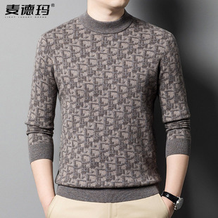 高端品牌装半高领加厚保暖男士纯羊毛衫毛衣2026秋冬季新款打底衫
