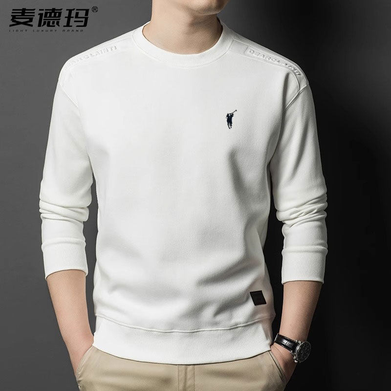 卫衣男2025春秋款新款落肩宽松T恤男透气商务休闲打底衫重磅