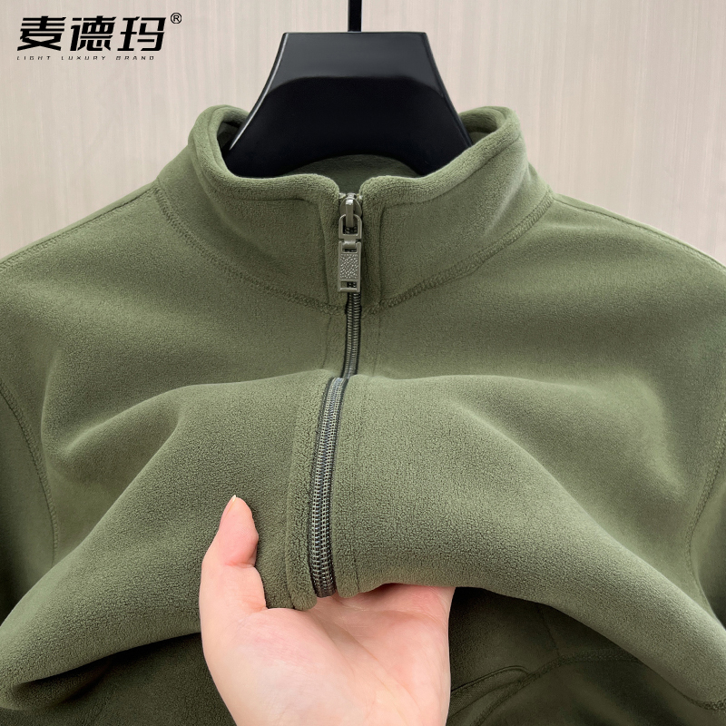 摇粒绒男士卫衣拉链半高领外套