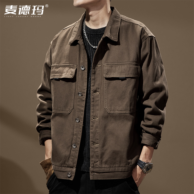 美式重磅复古高端工装衬衫外套男