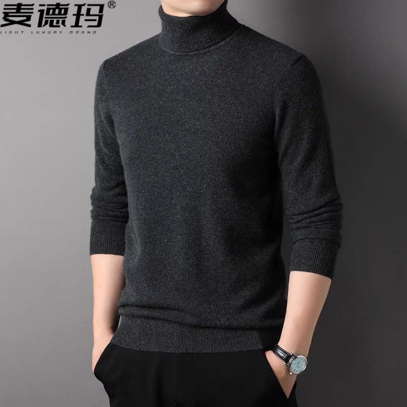 鄂尔多斯市纯山羊绒毛衣男冬季提花保暖休闲针织打底衫加厚羊绒衫