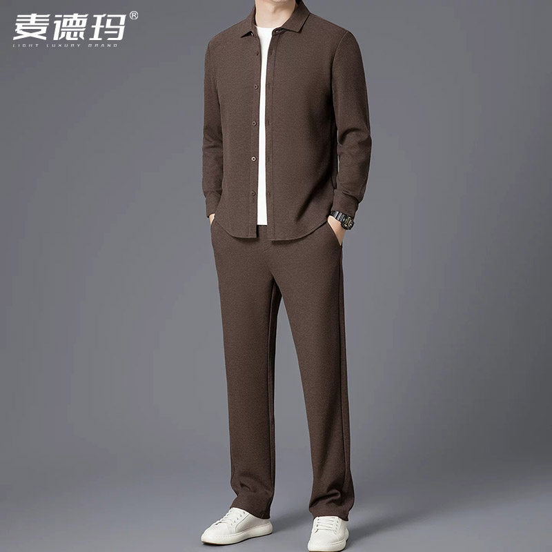 老钱风含羊毛秋冬男叠穿两件套