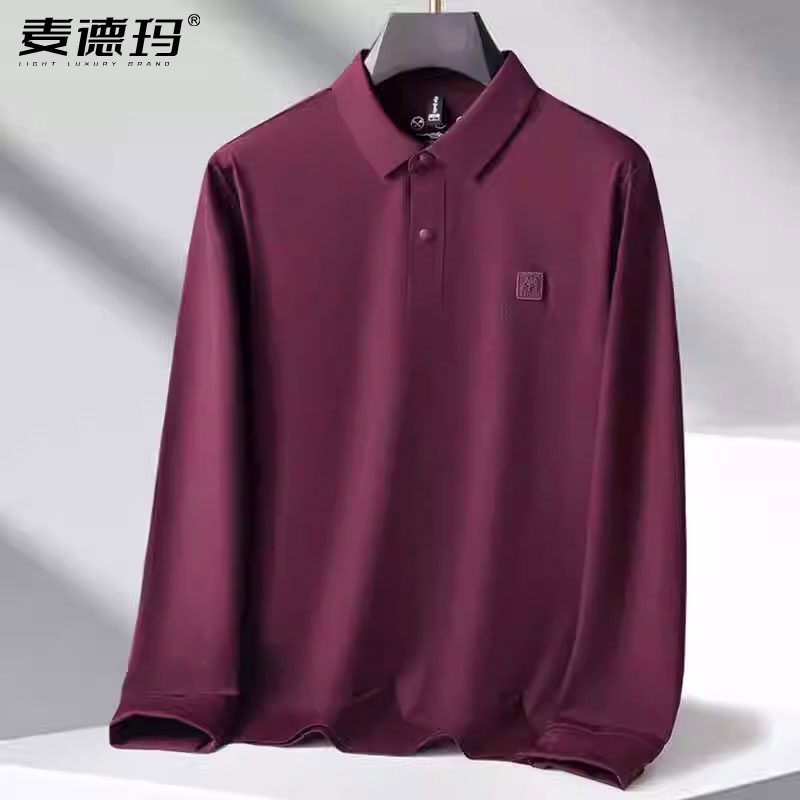 大码男装POLO衫男长袖商务宽松