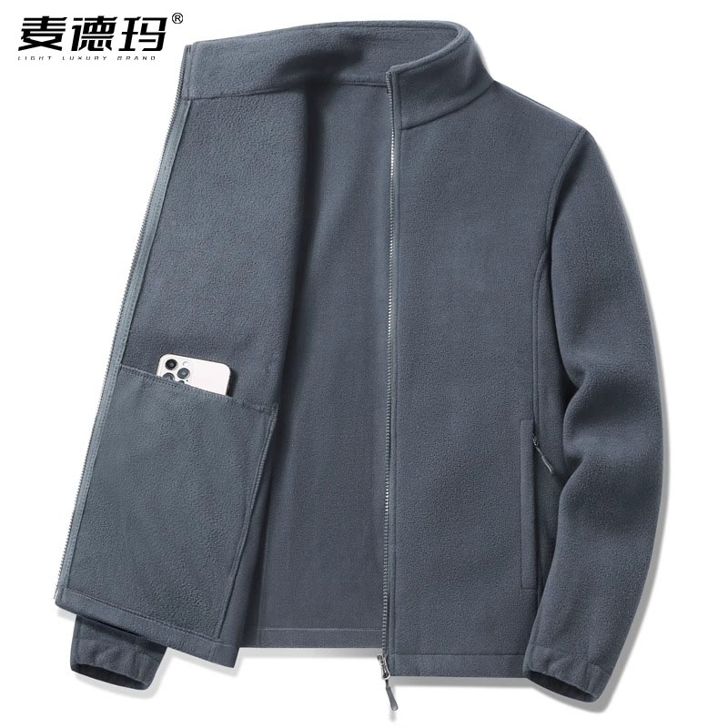 抓绒衣男摇粒绒加肥大码