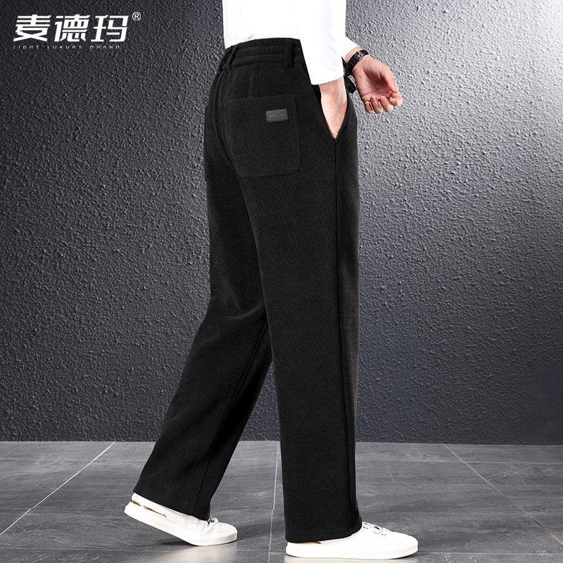 春秋款爸爸裤子松紧腰男士休闲裤大码男裤中老年爸爸宽松阔腿裤男