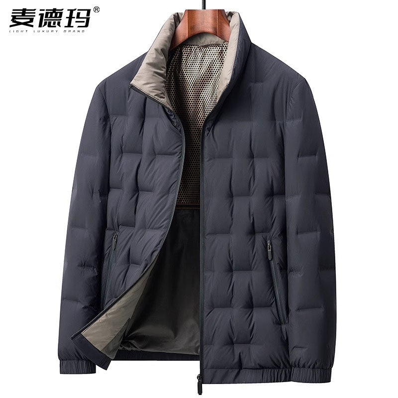 羽绒服男士短款立领鸭绒保暖无帽
