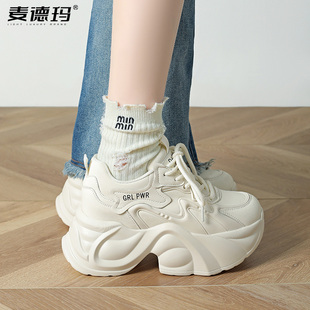 爆款 女鞋 小个子增高鞋 运动小白鞋 女2025新款 百搭厚底老爹鞋 秋季