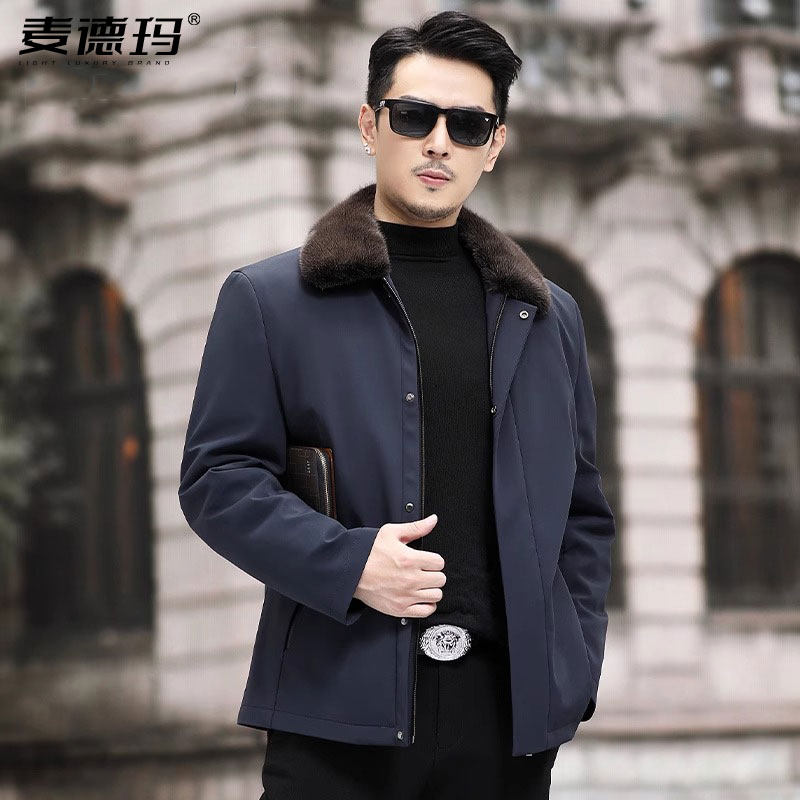 派克服男士整貂内胆皮毛一体翻领