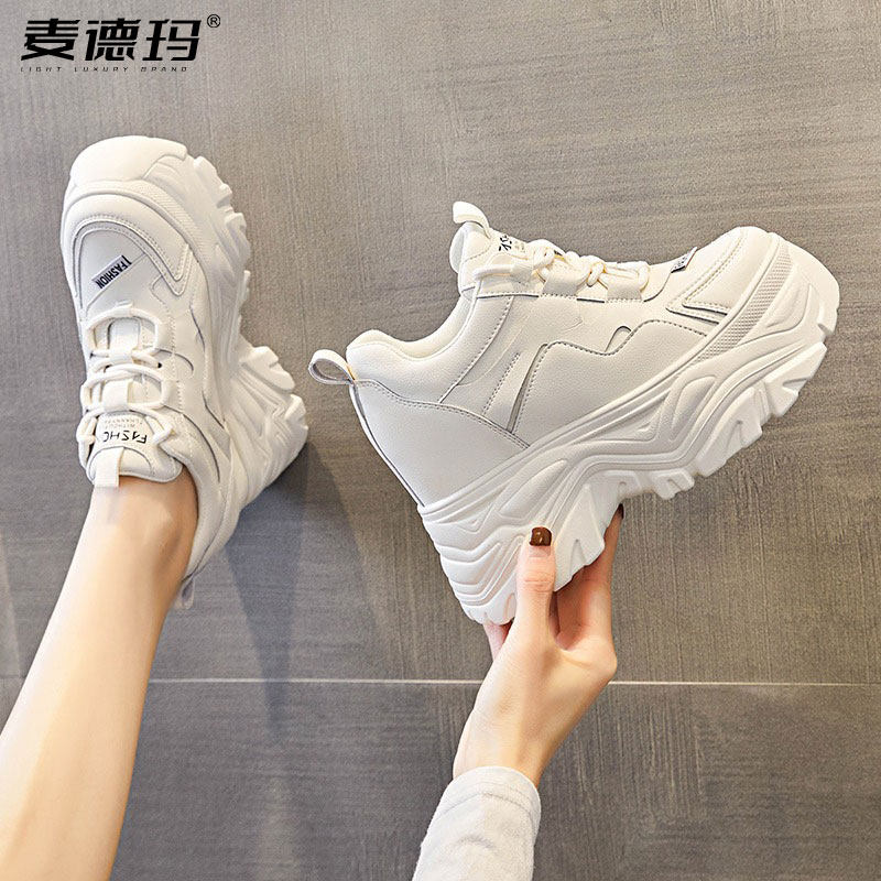 鞋子女老爹鞋2025夏季新款松糕内增高10cm休闲女鞋百搭厚底小白鞋