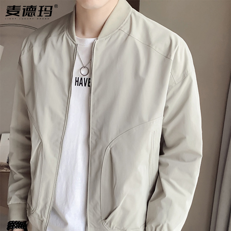 春秋帅气百搭棒球服男士飞行员外套短款潮流牌风衣高端工装夹克男