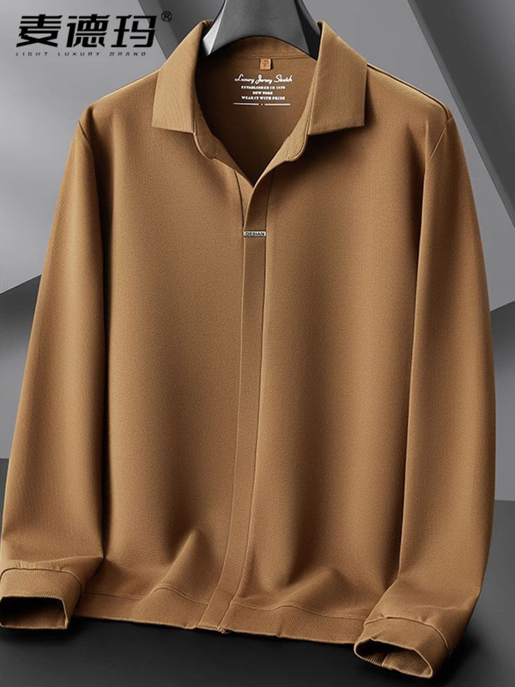 加肥加大码中年男士翻领卫衣外套春秋季新款胖子宽松休闲长袖t恤