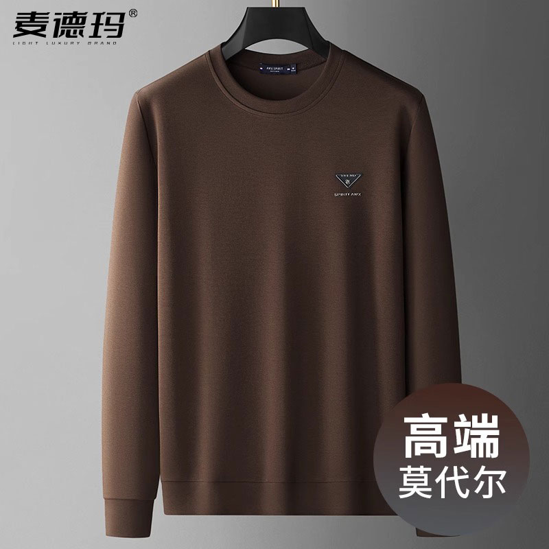 莫代尔男士卫衣宽松圆领打底衫