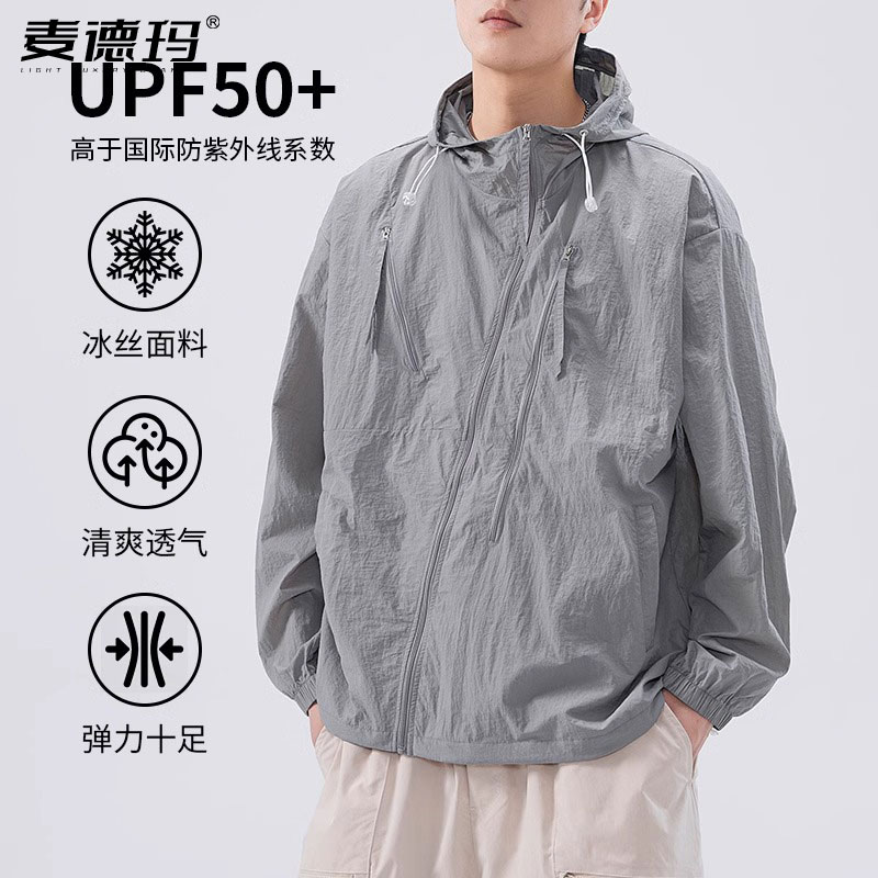 防晒衣男款夏季冰丝薄款透气男生防紫外线2025新款户外男士防晒服