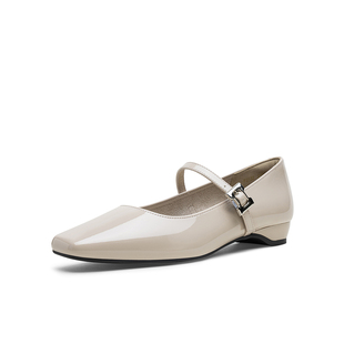 41码 简约方头粗跟女单鞋 百思图2025秋季 玛丽珍鞋 F3132CQ5 新款