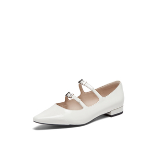 一字扣小皮鞋 millie 复古玛丽珍平底鞋 新款 女LDT04AQ4 s妙丽春季