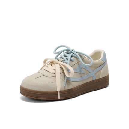 【40码】百丽撞色爱心德训鞋女2025秋新舒适薄底休闲板鞋E7L1DCM5