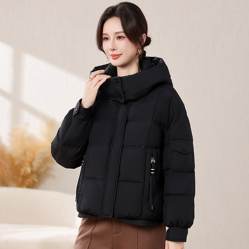 雅鹿女短款加厚保暖妈妈装羽绒服