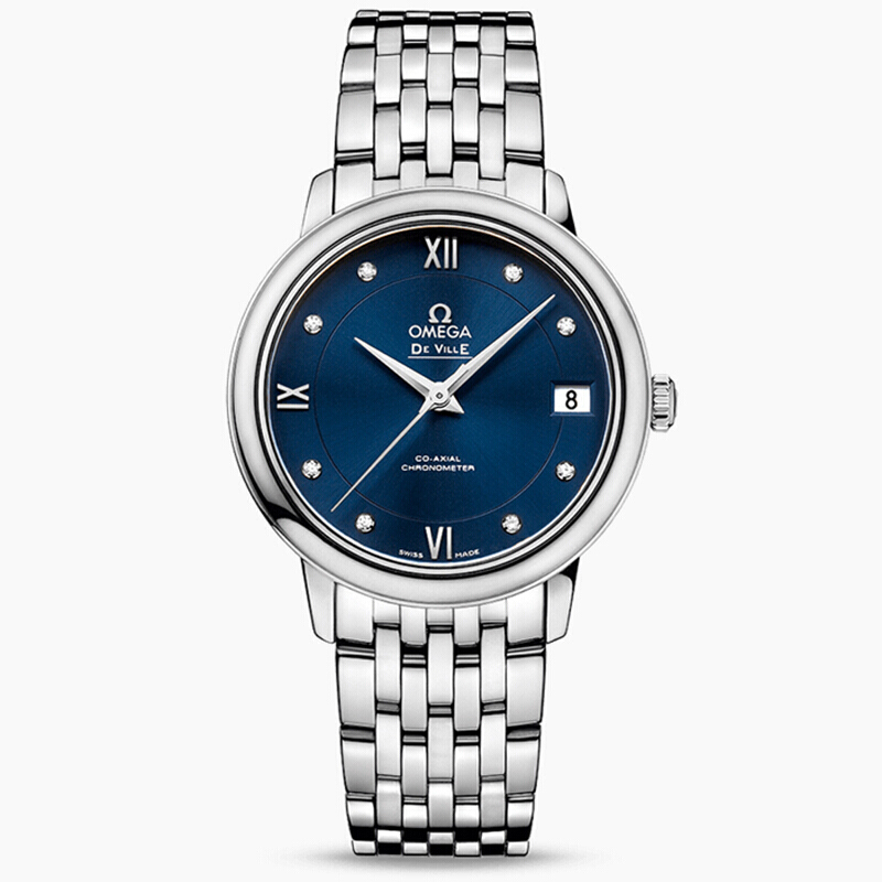 欧米茄omega碟飞系列蓝盘镶钻自动机械女表 424.10.33.20.53.001