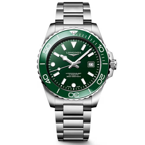 浪琴新品Longines康卡斯潜水系列绿鬼自动机械男表L3.788.4.98.6