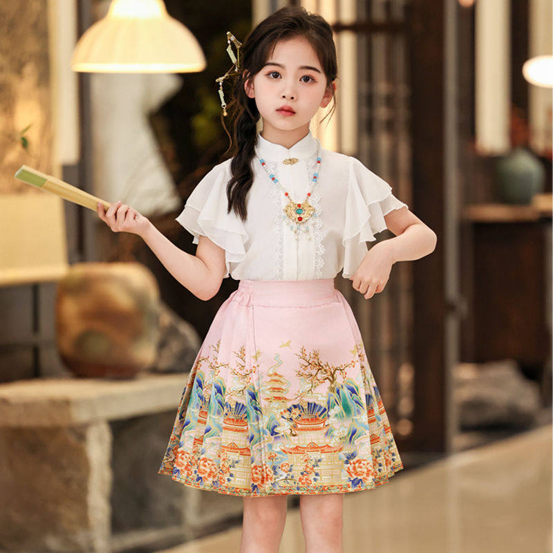 小黄鸭布咚2025新款夏季儿童汉服女童夏季薄款短袖短裙马面裙套装,童装/婴儿装/亲子装,汉服,淘宝优惠券,粉丝福利购,淘宝优惠卷