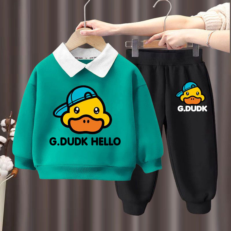 小黄鸭男童秋季翻领2025新款儿童polo衫领子运动卫衣时髦洋气潮酷,童装/婴儿装/亲子装,套装,淘宝优惠券,粉丝福利购,淘宝优惠卷