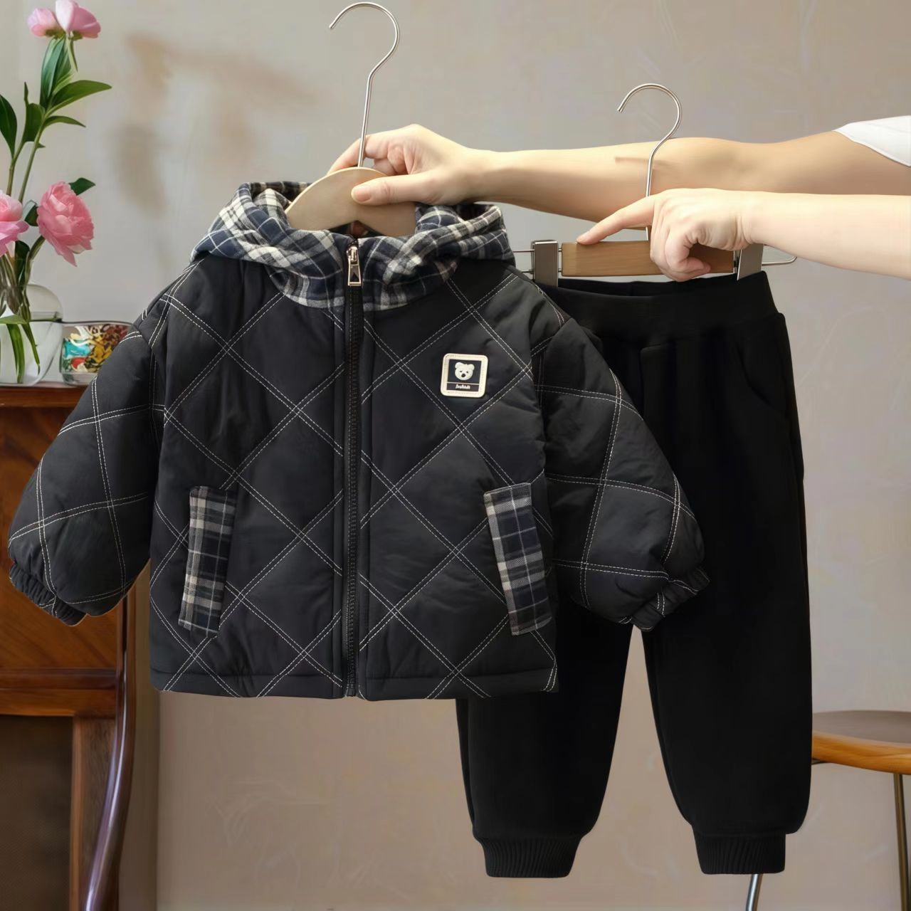 男童春秋款连帽套装2025新款两件