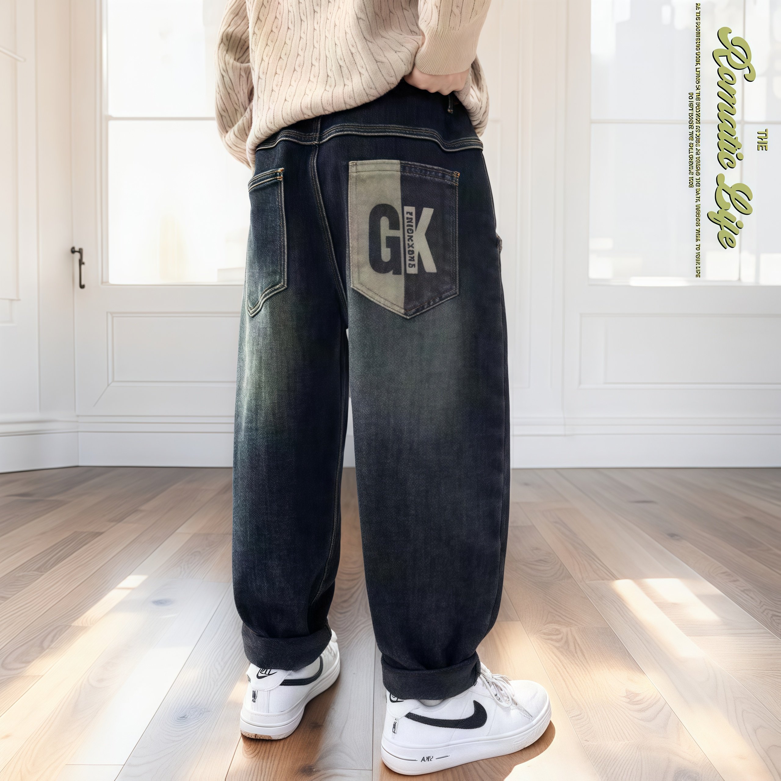 春秋四季牛仔童裤宽松休闲长裤潮