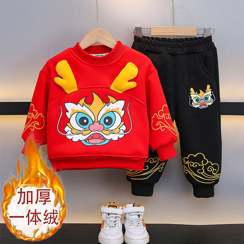 小黄鸭童装男童龙年套装冬季新款女童加绒卫衣卫裤加厚两件套潮,童装/婴儿装/亲子装,套装,淘宝优惠券,粉丝福利购,淘宝优惠卷