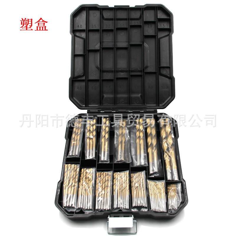 99pc镀钛麻花钻 塑盒装木工开孔器钢板钻眼钻头套装