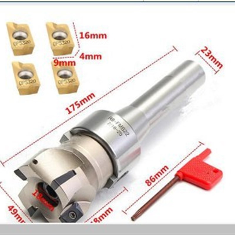 SKU:R8-FMB22-7/16英制铣刀柄+400R刀盘+4片APMT1604刀片