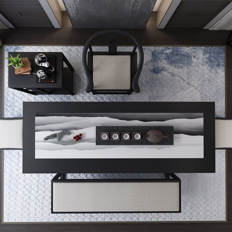 茶台实木茶桌椅组合阳台简约现代铁艺家用泡茶桌办公茶桌一体1.8