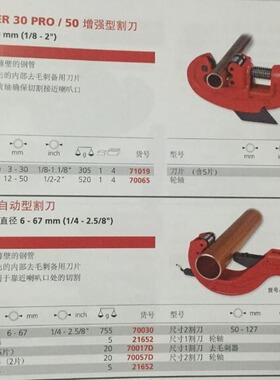罗森博格割刀管子割刀铜管割刀71923/71924/71085/70055高效钳型
