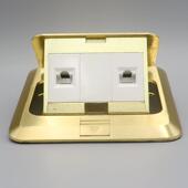 双网络地面插座 二位电脑地插 弹起式 RJ45电脑网络地板插座带底盒