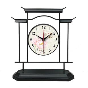 承沁静音钟表座钟客厅新中式简约时钟家居饰品挂饰铁艺覆古大气表