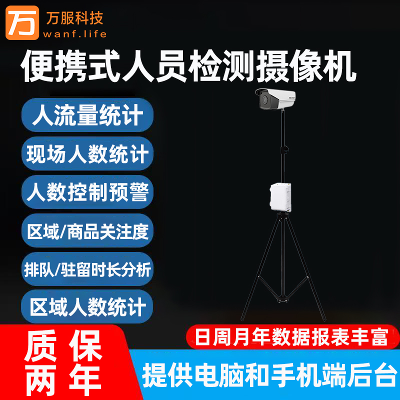 自带支架电池网卡人流量客流量统计数器区域人数排队检测摄像机