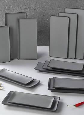 密胺餐具黑色烧烤店盘子凉菜盘餐厅火锅店配菜盘创意塑料烤肉餐盘