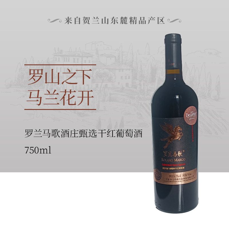宁夏贺兰山红酒红寺堡产区罗兰马歌酒庄金马2019赤霞珠干红750ml