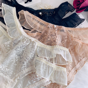 花纹蕾丝甜美性感少女内裤低腰缕空超仙新款透明诱惑细带三角裤新
