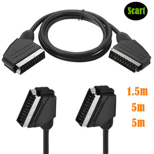 SCART线 SCART公对公音视频线欧规电视线扫把头