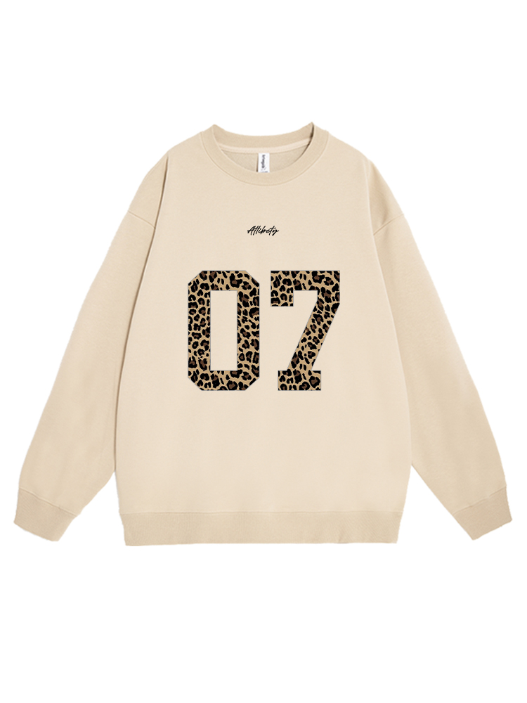 American-Style Leopard Print Digital Round-Neck Sweatshirt for Women, Loose and Versatile, Niche Sweet and Cool Style Couple's Top Jacket