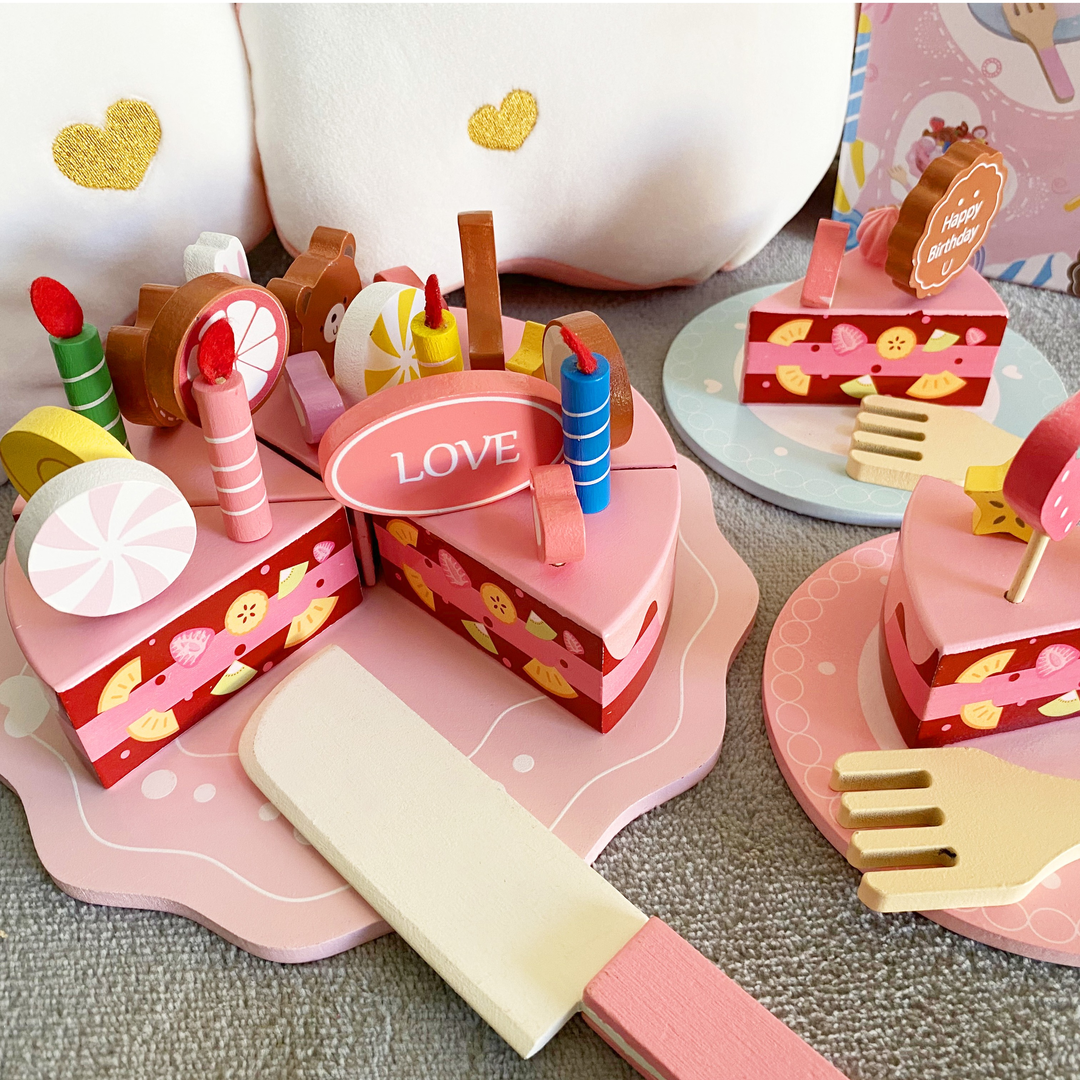 草莓兔子小蛋糕磁力木制仿真儿童过家家生日蛋糕点切切看玩具