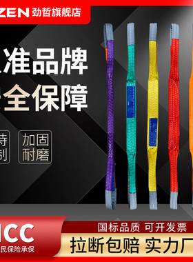 国标彩色扁平吊装带行车吊车2t3T5吨8米10双扣工业布吊绳起重吊带