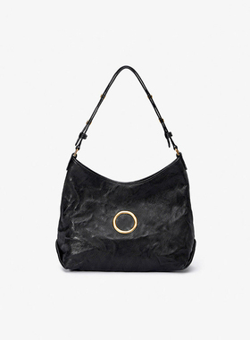 佳人&个乐黑石hobo腋下包新款褶皱单肩斜挎手提包包女箭头托特包