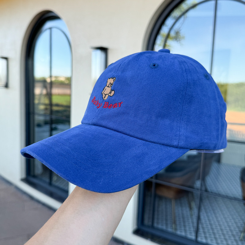 甜美可爱卡通小熊刺绣棒球帽女显脸小新款韩版时尚百搭软顶鸭舌帽