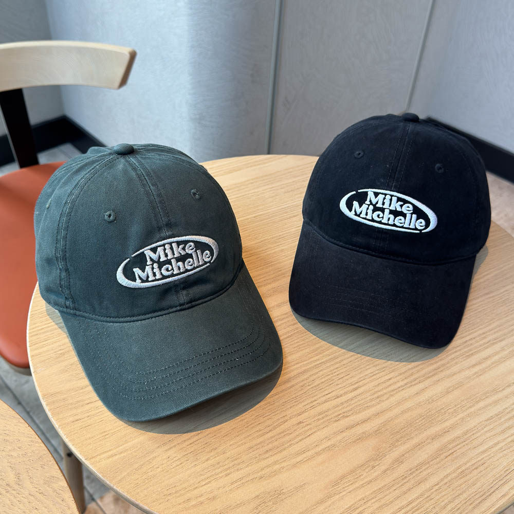 新款韩版椭圆字母刺绣鸭舌帽子女四季百搭显脸小墨绿色遮阳棒球帽