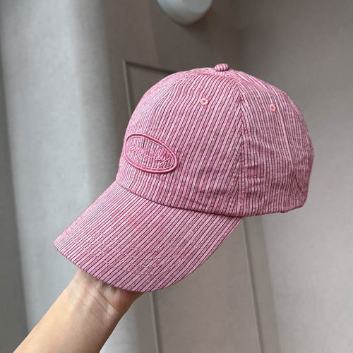 春夏薄款韩版条纹纯棉棒球帽子女